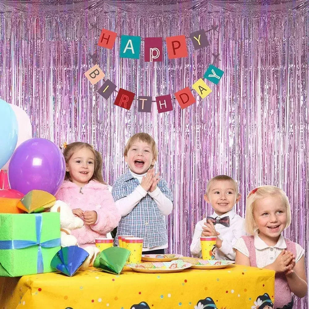 Pink Gold Foil Fringe Curtain – Party Photo Booth Backdrop