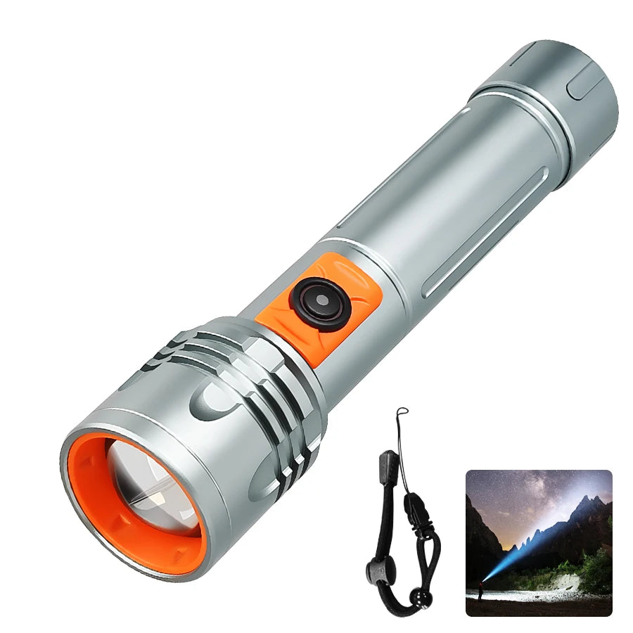Zoomable LED Flashlight USB-C Rechargeable Aluminum Torch