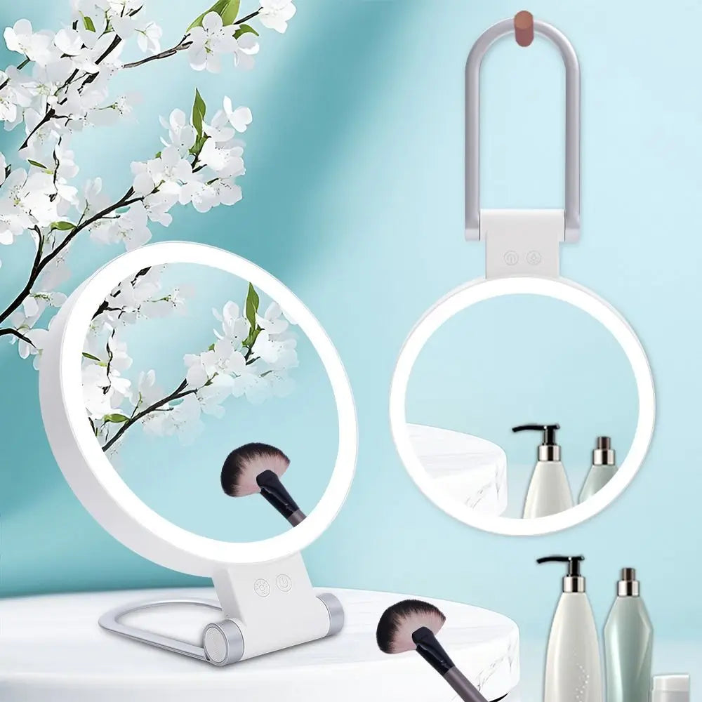 LED Magnifying Makeup Mirror 10X/20X – 3 Color Modes, Foldable