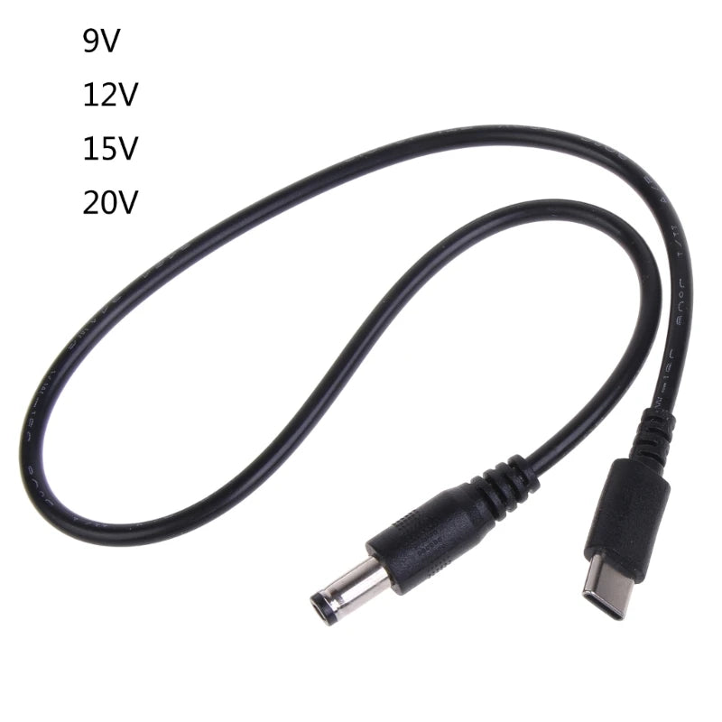 USB-C to DC 5.5x2.1mm PD Trigger Cable 9V 12V 15V 20V 3A