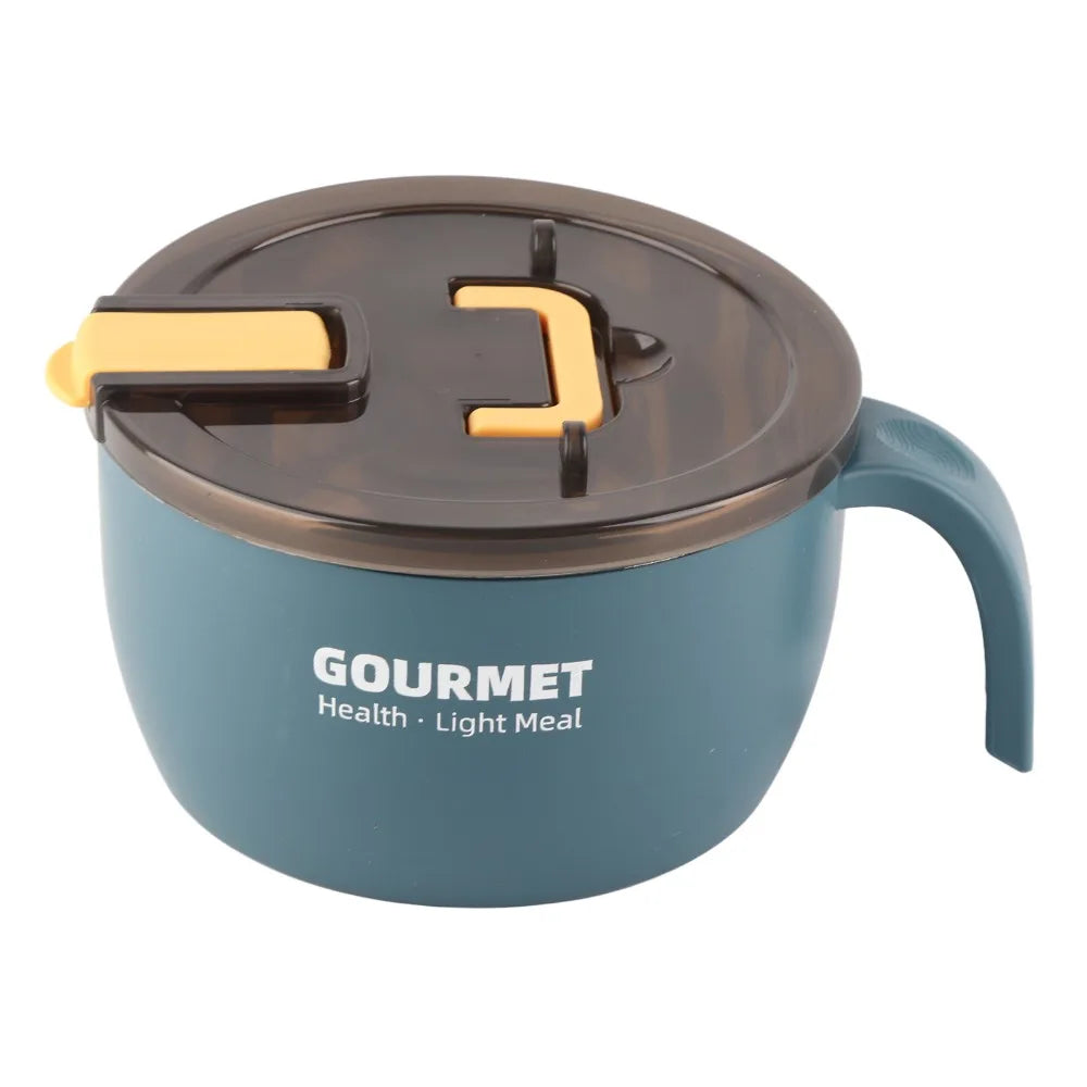 Stainless Steel Noodle Bowl 1300ml – Side Handle & Utensils