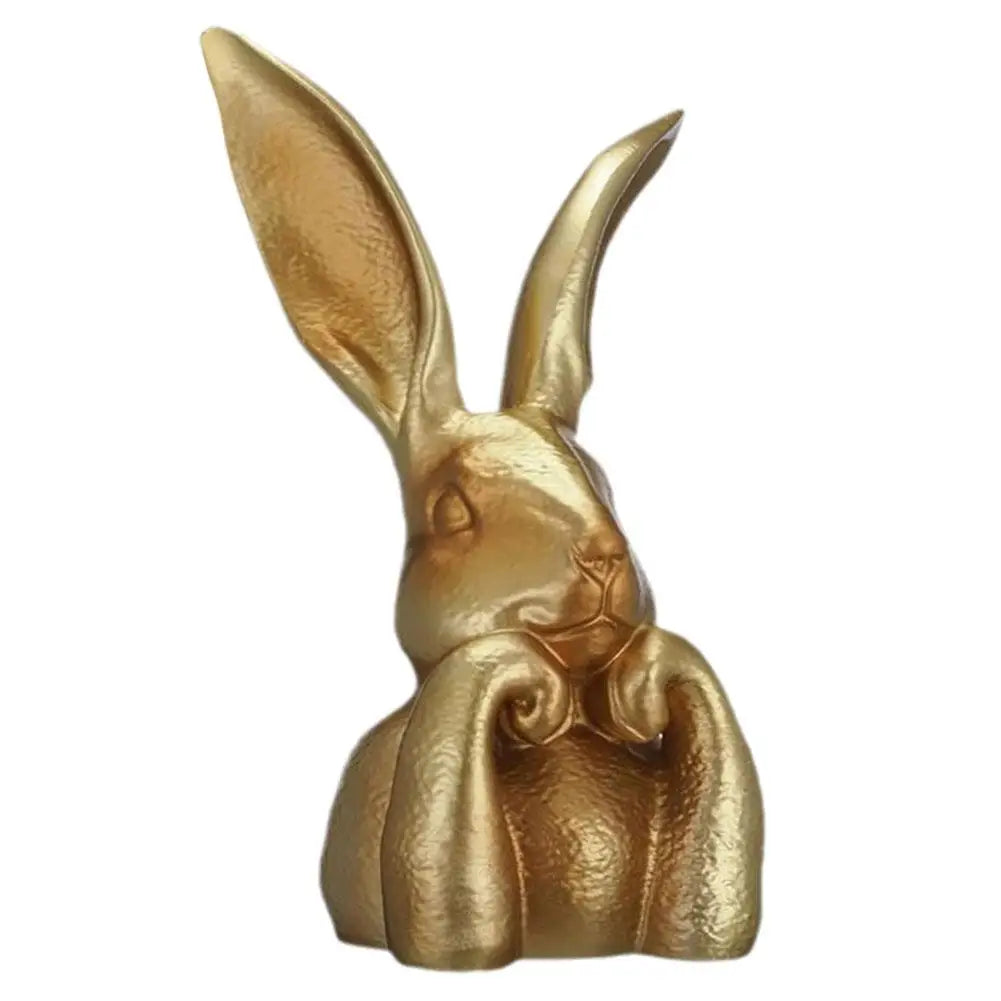 Vintage Gold Resin Bunny Statue | Easter Spring Home Decor