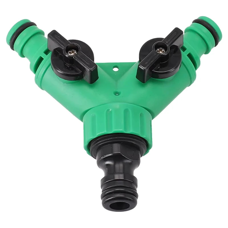 Y-Shaped 2-Way Garden Hose Connector Diverter Valve & Switch