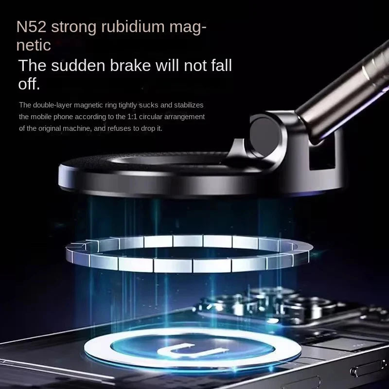 Magnetic Car Phone Holder – 360° Rotating Vacuum Suction Mount