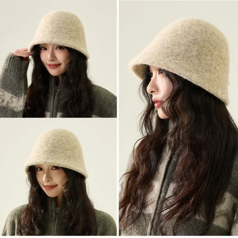 Women's Winter Knit Bucket Hat – Warm Fisherman Cap