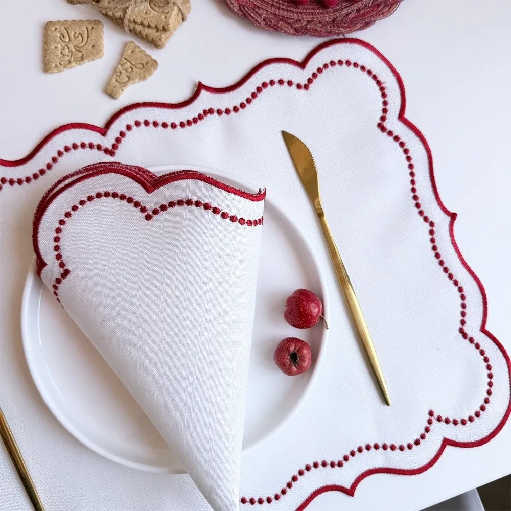 Vintage Embroidered Lace Placemat – Washable Table Mat 45×32cm