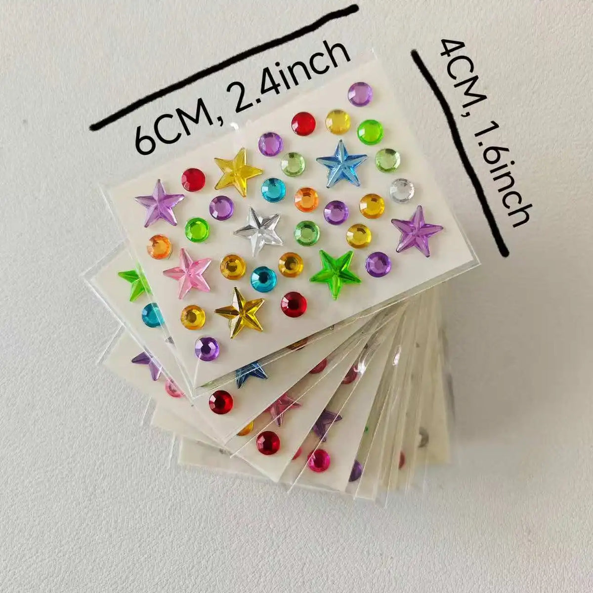 10-Pack 3D Diamond Mini Stickers – Colorful Acrylic DIY Decor
