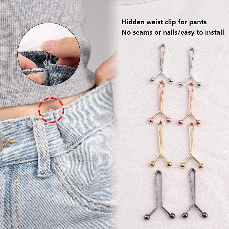 Adjustable Waist Tightening Clips for Jeans & Skirts – 4/10 Pack