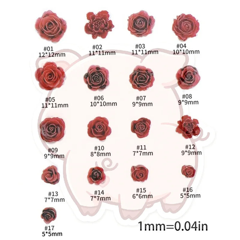 3D Luminous Rose Nail Art Charms – 30 Pcs Resin Flower Set