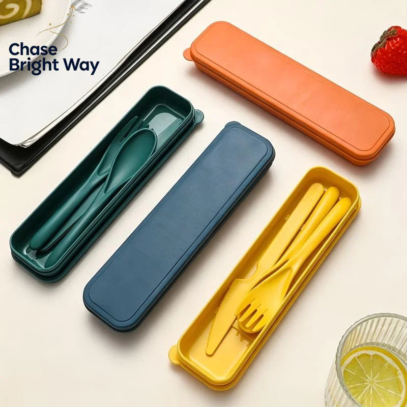 Wheat Straw Reusable Cutlery Set – Knife Fork Spoon & Case
