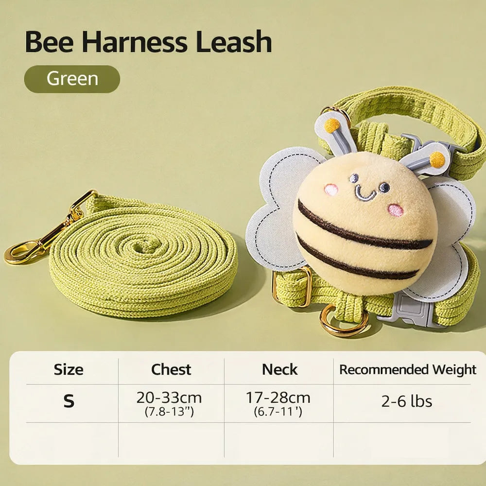 Cartoon Bee Cat & Dog Harness – Adjustable Walking Vest