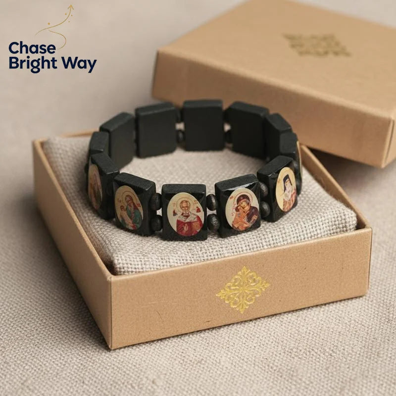 Natural Wood Rosary Bracelet – Handmade Religious Jewelry