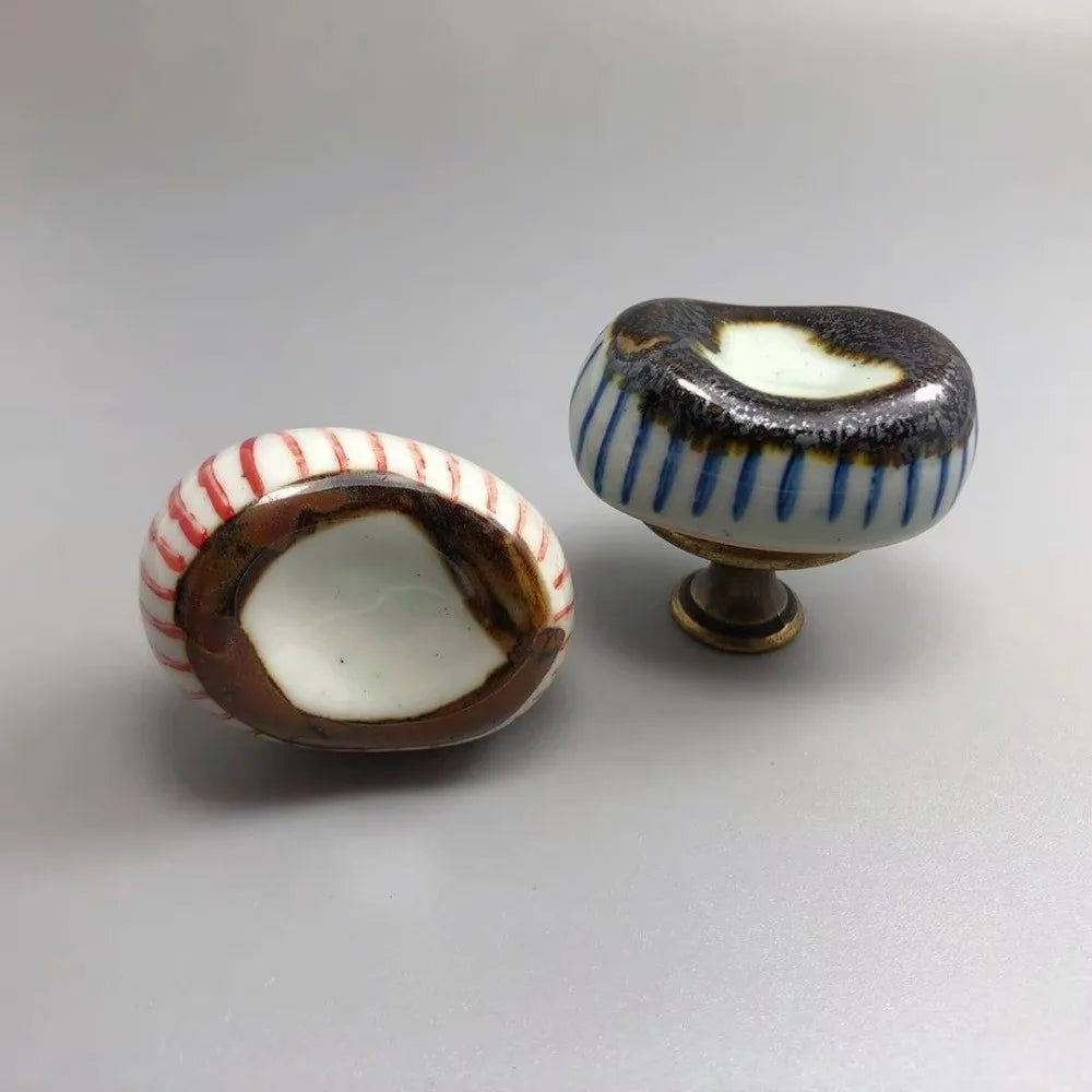 Vintage Ceramic Drawer Pulls – Single Hole Painted Cabinet Knobs