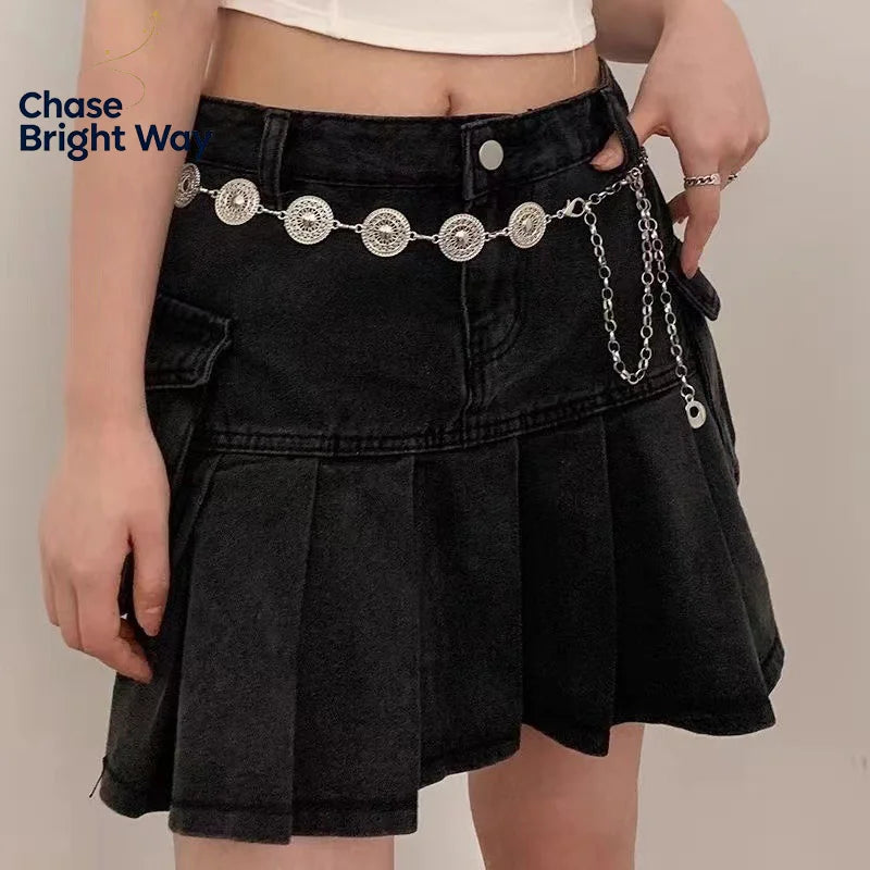 Bohemian Silver Eye Pattern Metal Waist Chain Belt – Adjustable