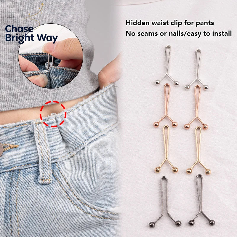 4-Pack Adjustable Waist Clip Buckle for Jeans & Skirts