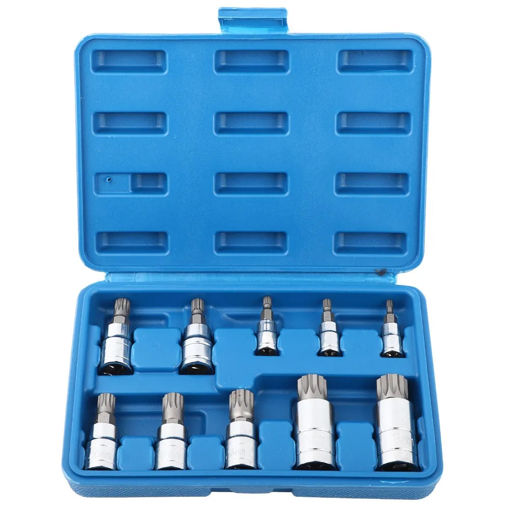 Triple Square Bit Socket Set M4–M18 | 10-Pc Chrome Vanadium