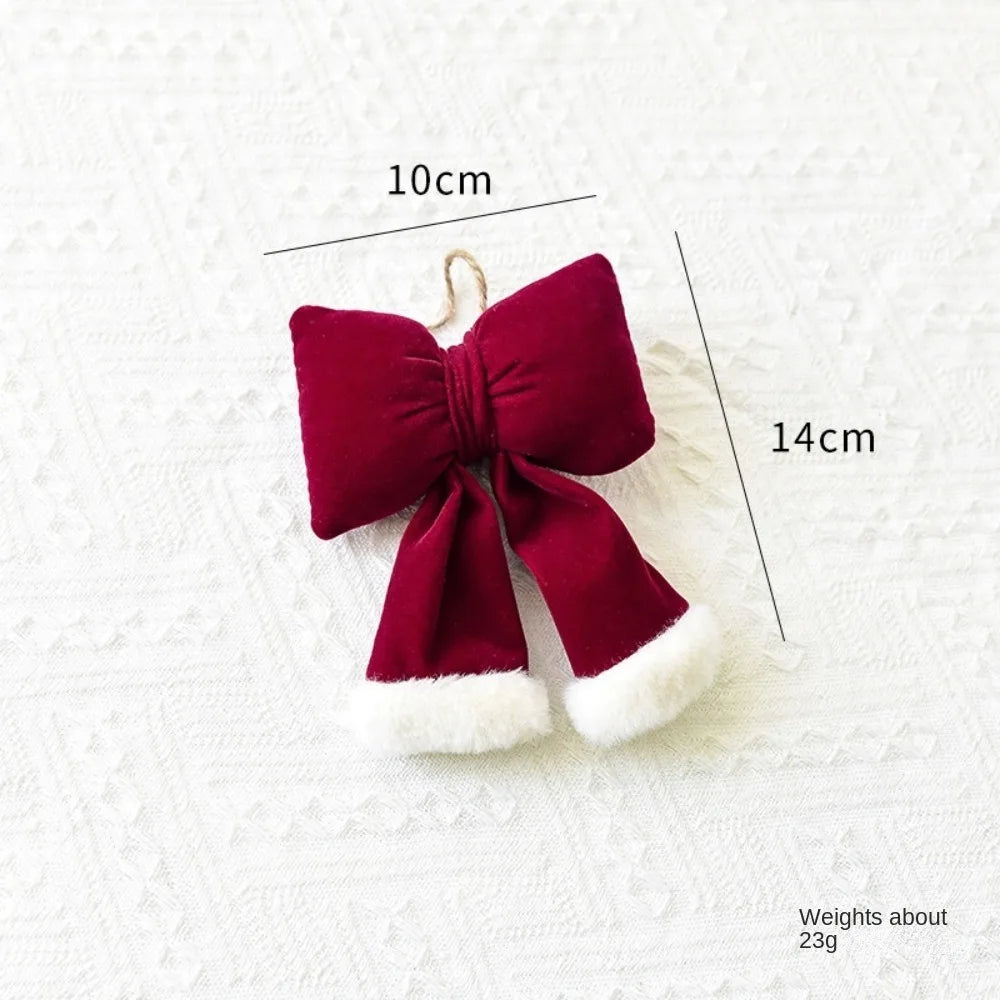 Velvet Wine Red Bowknot Christmas Tree Ornament | Xmas Décor