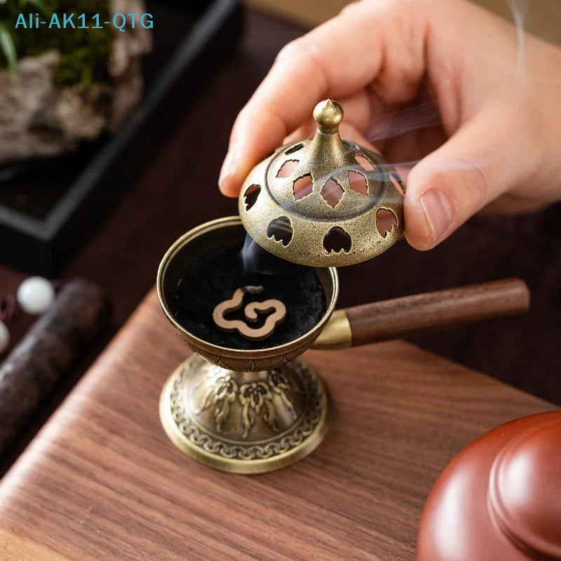 Rotating Handheld Coil Incense Burner – Zinc Alloy Holder
