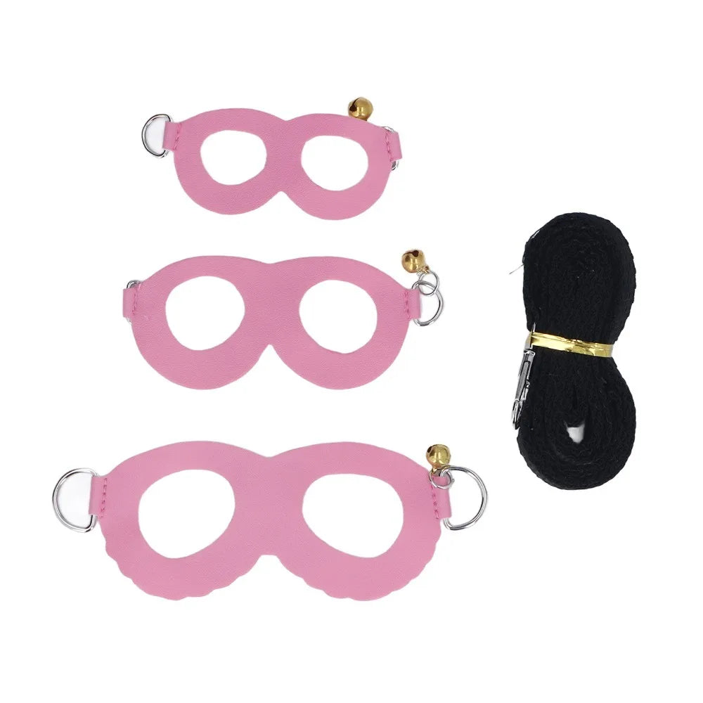 Hamster Harness & Leash Set – Faux Leather, Bells, 3 Sizes
