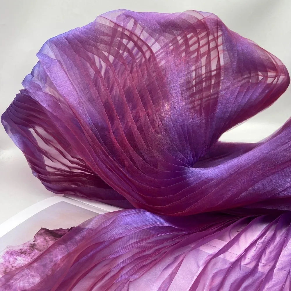 Organza Pleated Fabric Two-Color Gradient 150cm × 1 Yard