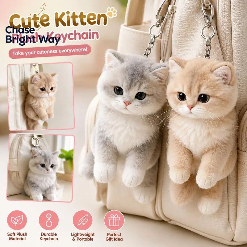 British Shorthair Kitten Plush Keychain | Soft Cat Bag Charm