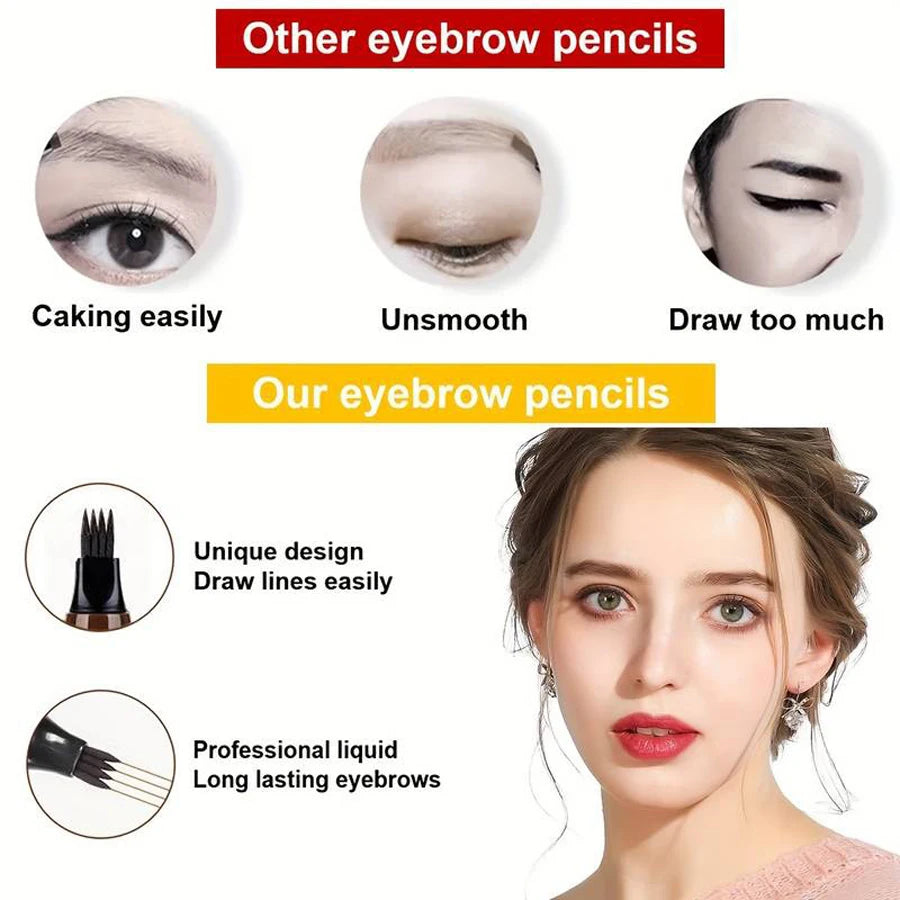 SUAKE Microblading Eyebrow Pen – 4-Fork Tip, Waterproof, 5 Colors