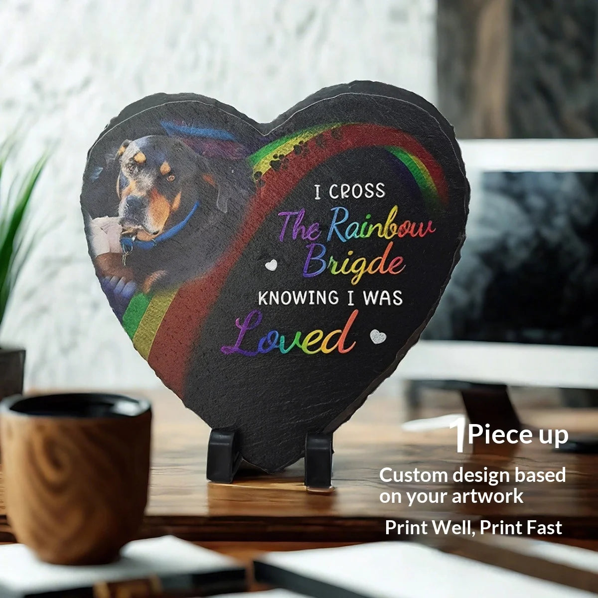 Custom Engraved Heart Stone Pet Memorial Rock | Garden Decor