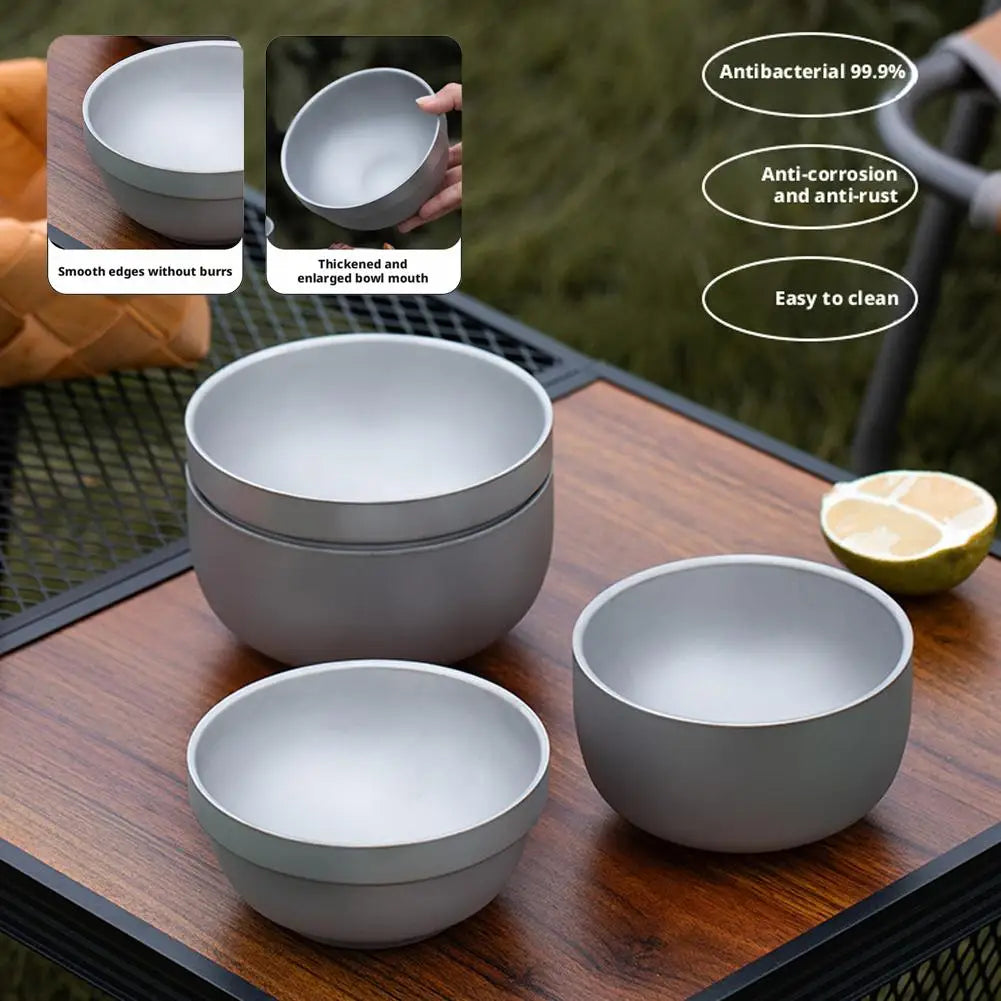Titanium Alloy Camping Bowl – Ultralight Double Wall Outdoor Bowl