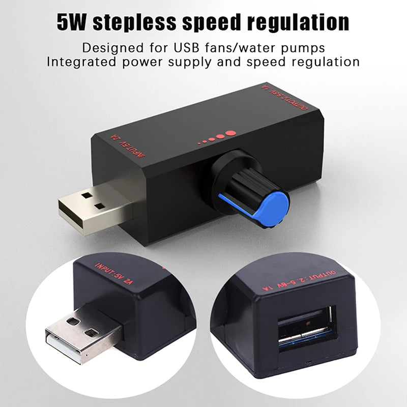 USB Fan Speed Controller – Type-C & USB-A Stepless 5W DC 5V