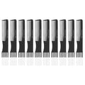 10-Pack Carbon Lift Teasing Combs – Fine Teeth Salon Back Comb