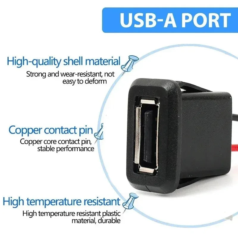 USB 2.0 Female Charging Port Connector – Waterproof Snap-On