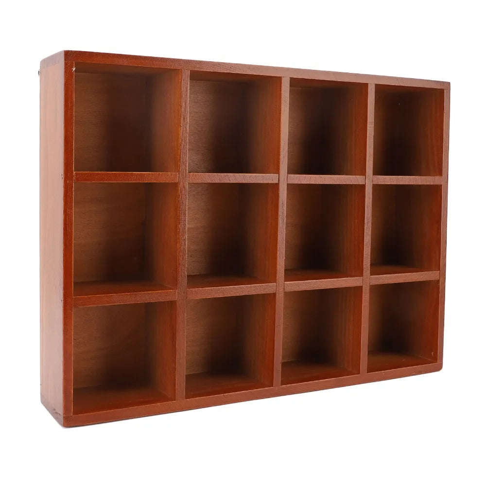 Solid Wood Desktop Organizer – 12-Compartment Vintage Storage