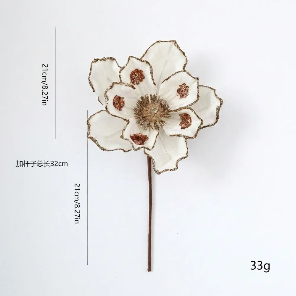Glitter Artificial Poinsettia Flower 21cm – Christmas Décor