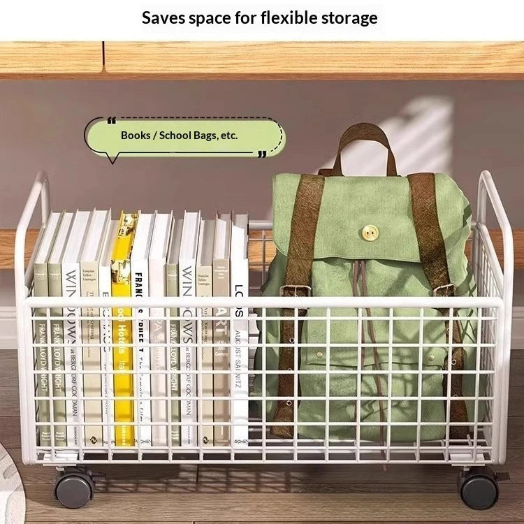 Under Desk Book Organizer – 360° Rotatable Metal Storage Box