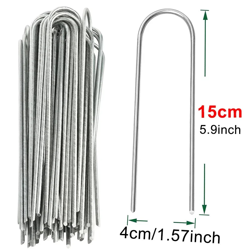 Galvanized U-Type Garden Stakes – Sod Pins & Landscape Clamps