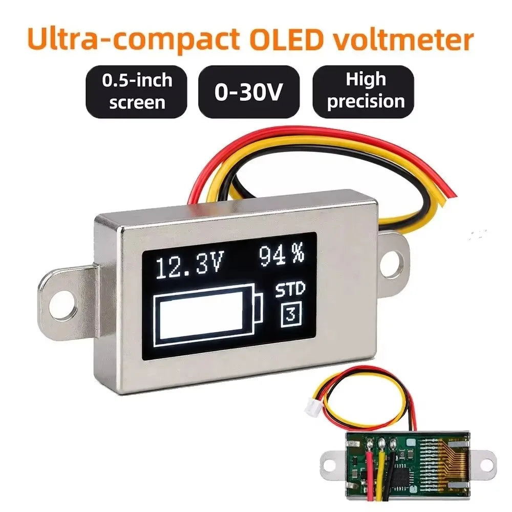 OLED Dual Display Battery Voltage Capacity Meter | 1-6S DC 30V