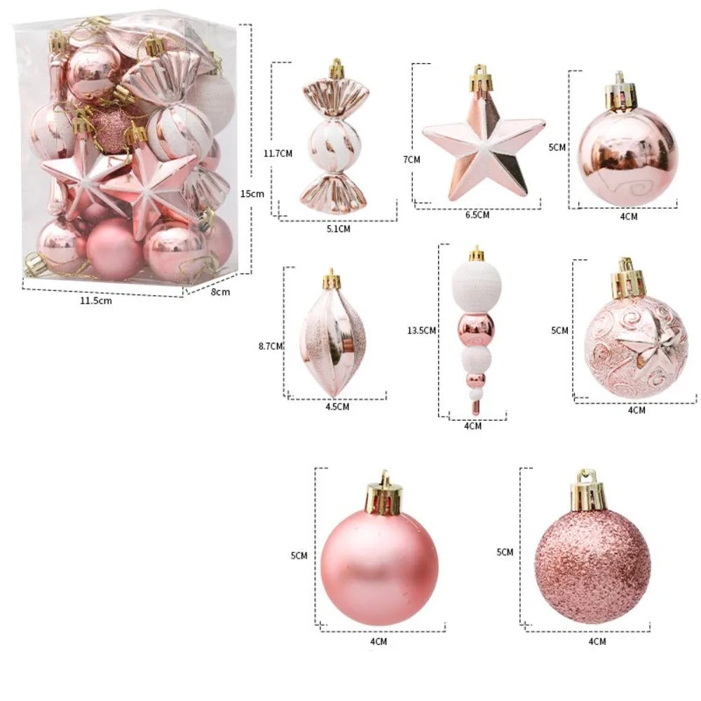 Mixed Shape Christmas Ornament Balls – Red, Gold & Rose Gold