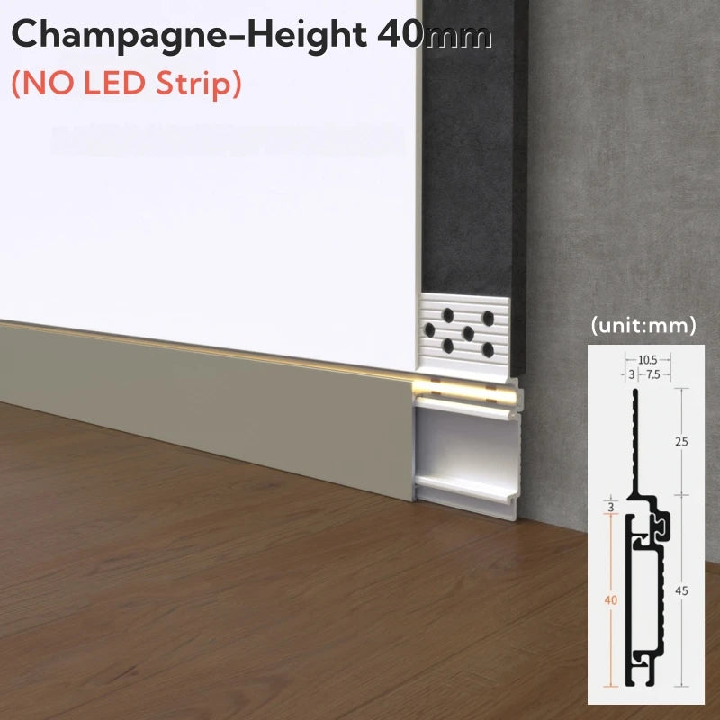 Recessed LED Skirting Line Aluminum Profile – Baseboard Bar Light
