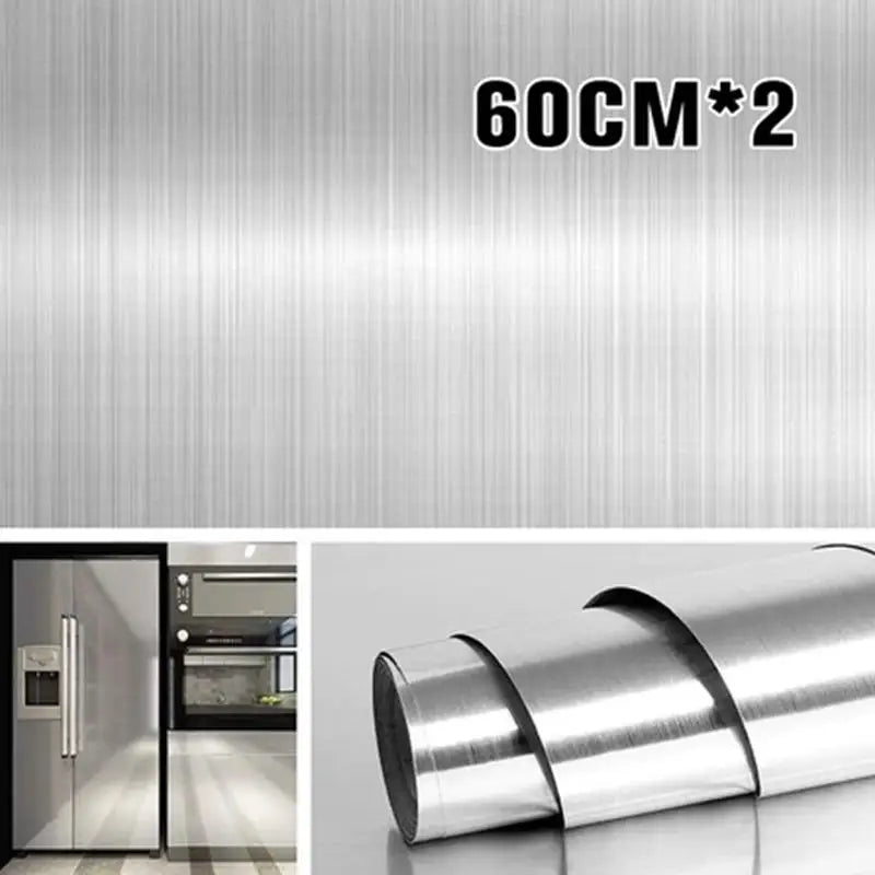 Stainless Steel Kitchen Contact Paper – 60×200cm Peel & Stick