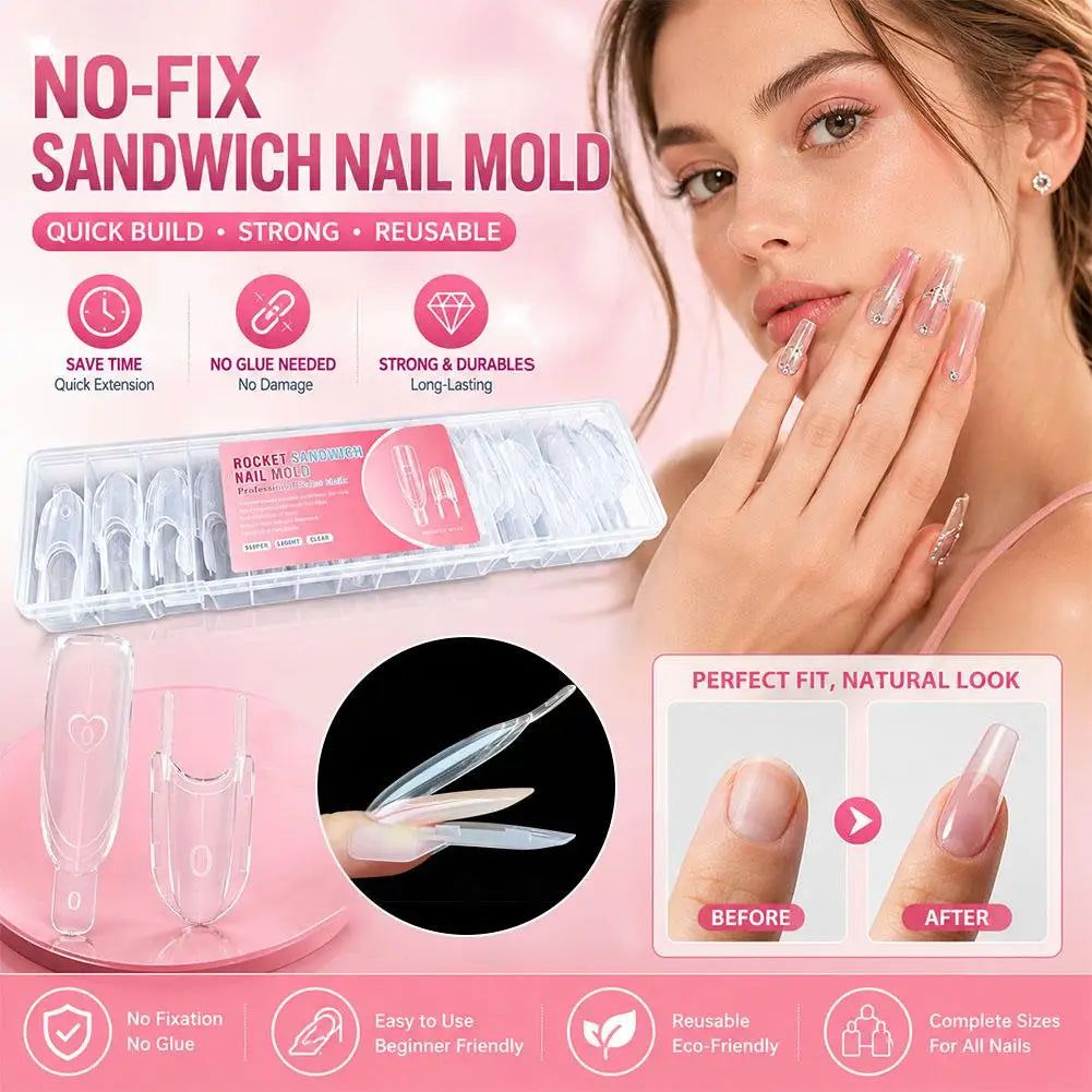 Sandwich Dual Nail Forms 120pcs – Rocket Full Cover Mold Kit