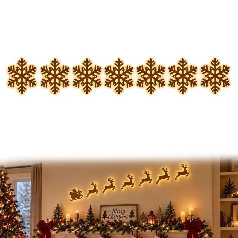 LED Glowing Wooden Reindeer Wall Décor – 7-Piece Christmas Set