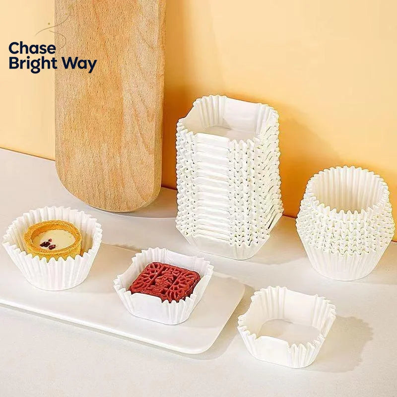 Square Mooncake Paper Liners 100/220Pcs – Oil-Proof Brownie Cups