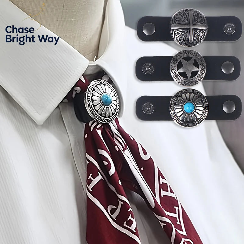 Western Vintage Scarf Slide Ring Buckle – Zinc Alloy Neckwear Clip
