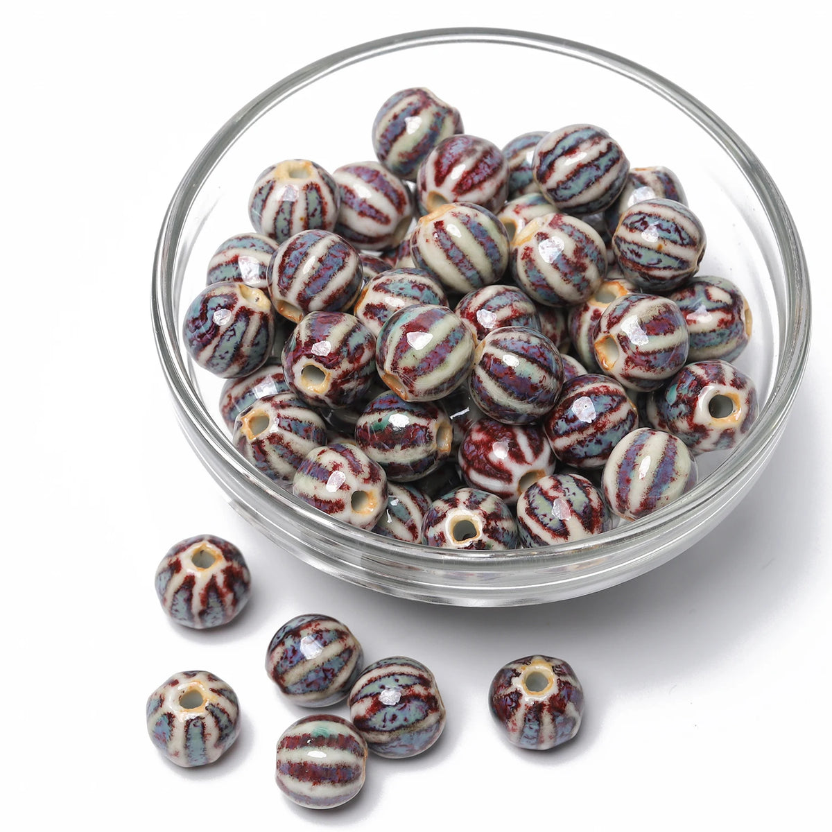 Pumpkin Watermelon Ceramic Beads 11mm – DIY Jewelry Making