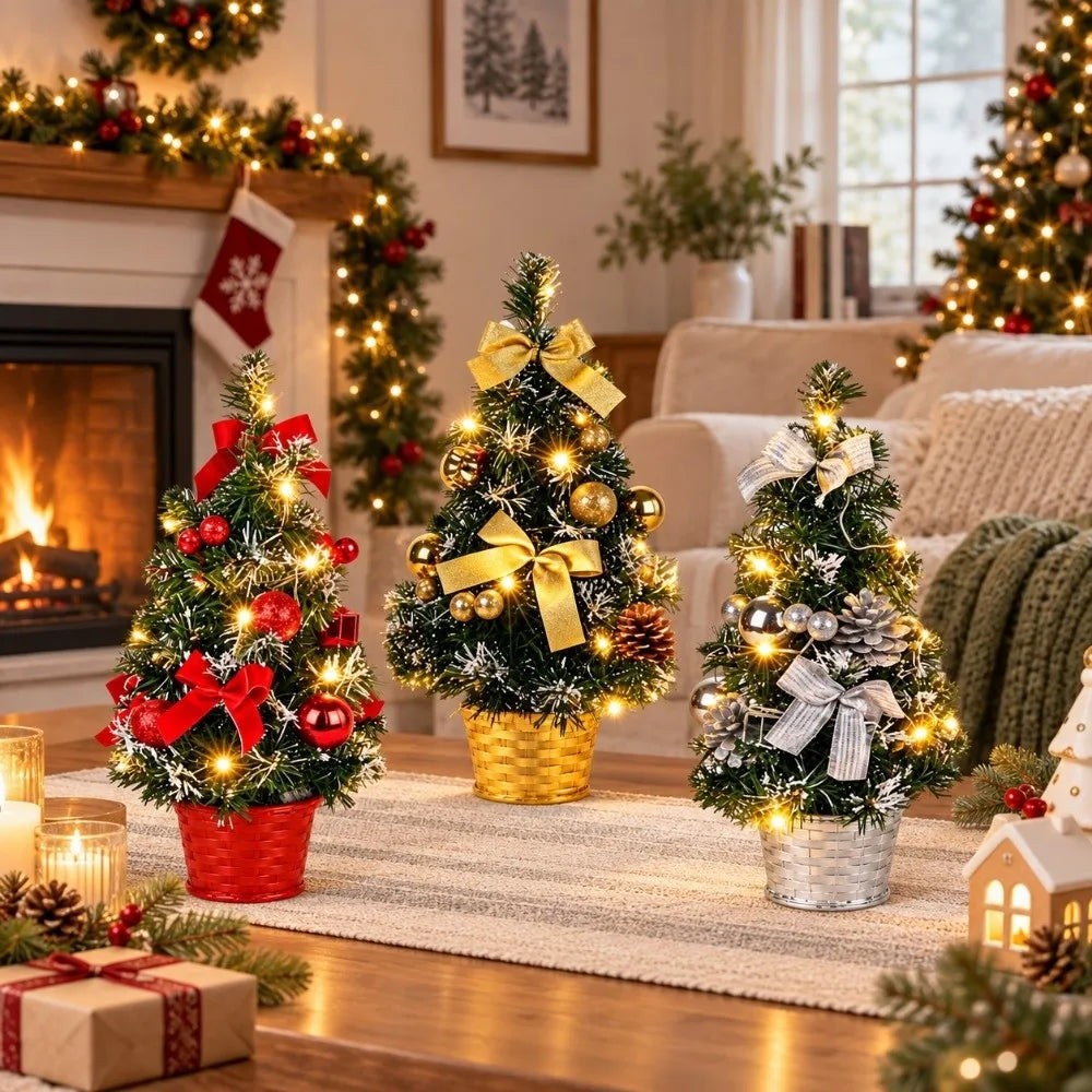Mini Pre-Lit Artificial Christmas Tree 20cm – 3 Colors