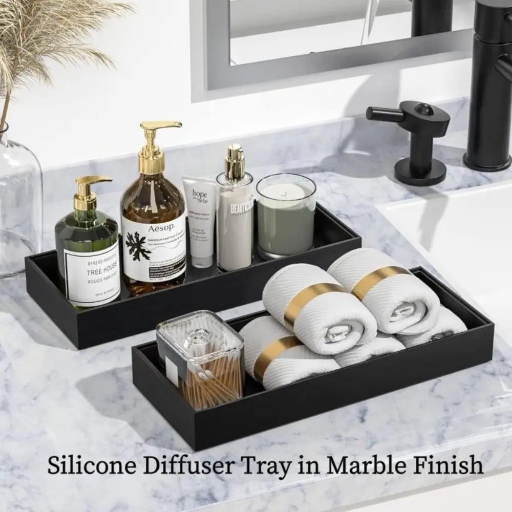 Silicone Bathroom Counter Tray – Shatterproof Vanity Organizer