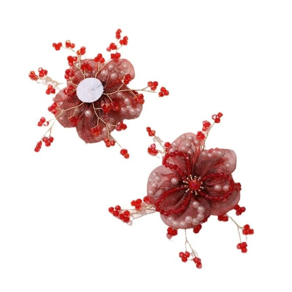 Crystal Bead Organza Flower Applique – DIY Hair Accessory