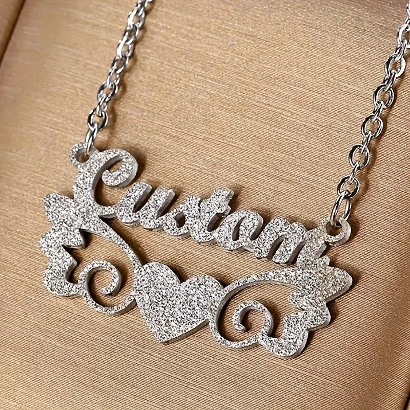 Custom Name Heart Necklace – Personalized Stainless Steel Pendant