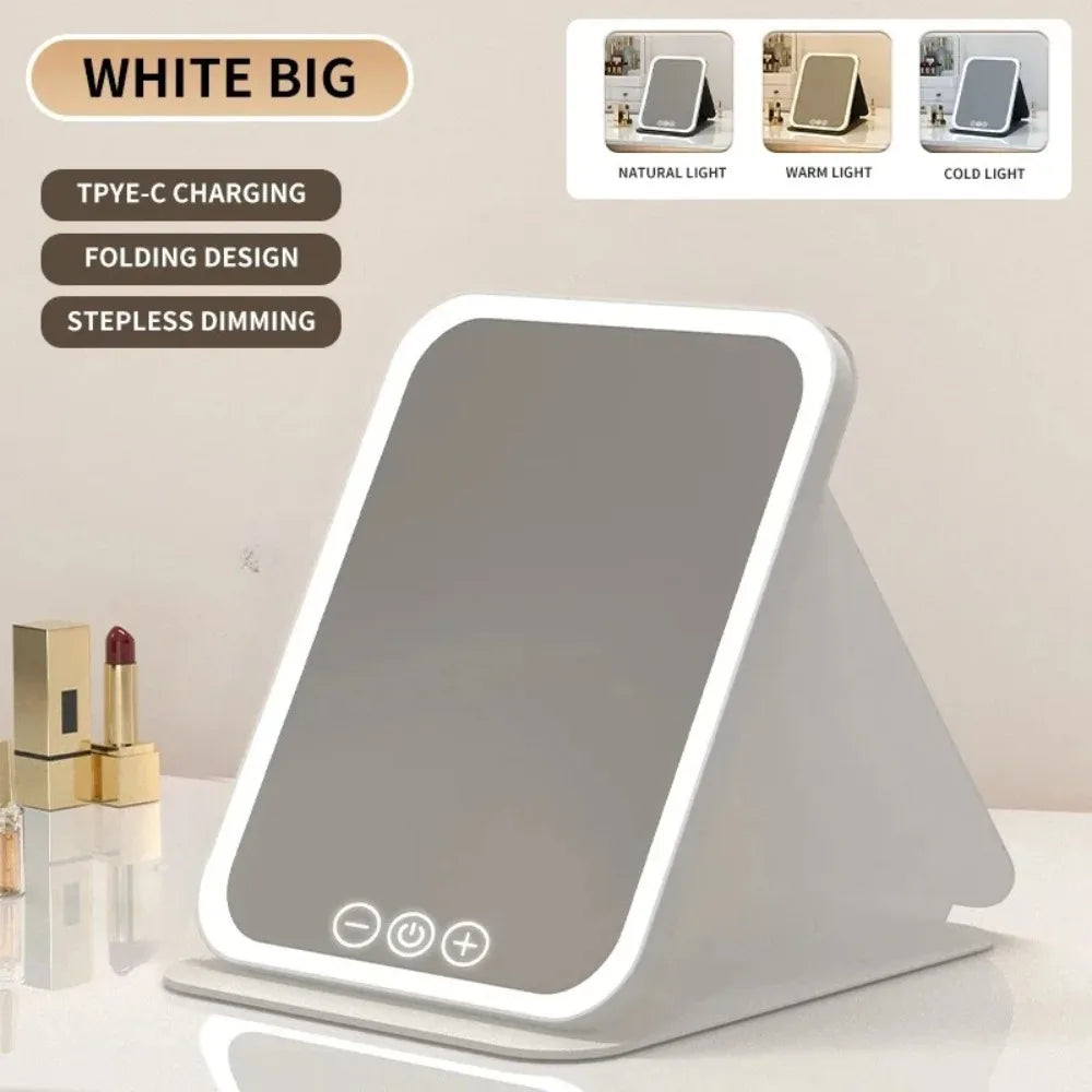 LED Makeup Mirror 3-Color Dimmable Touch | USB Rechargeable