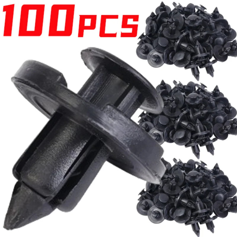 8mm Black Plastic Car Bumper Retainer Clips – 10 Pack